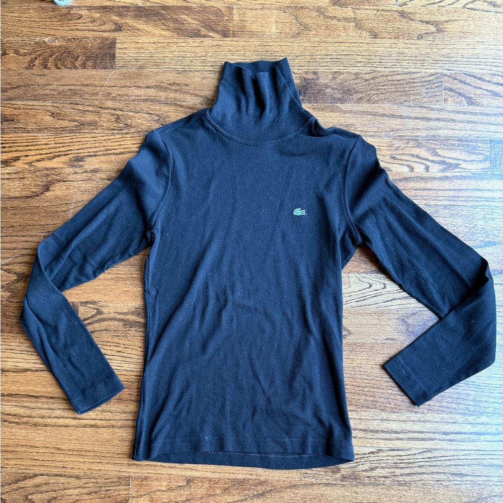 Lacoste Black Turtleneck Lightweight‎ Sweater Side 38 Small